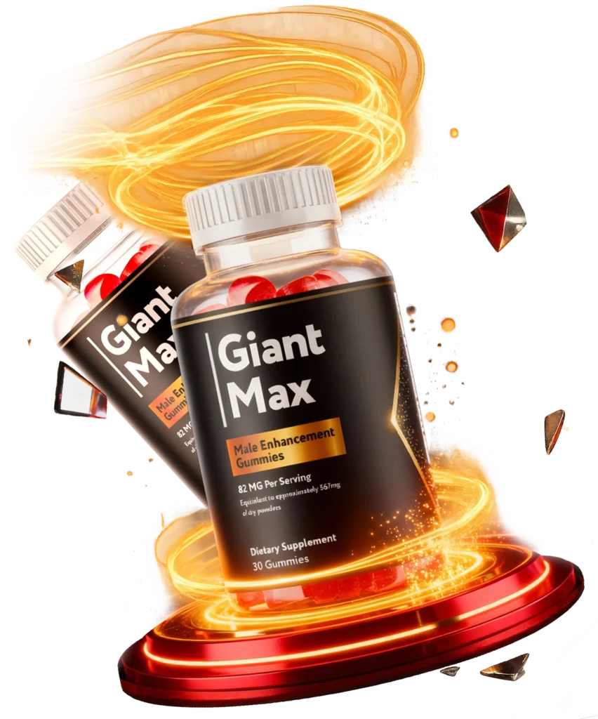 Giant Max premium dark glass single bottle — natural male vitality supplement with gold and crimson label — official product