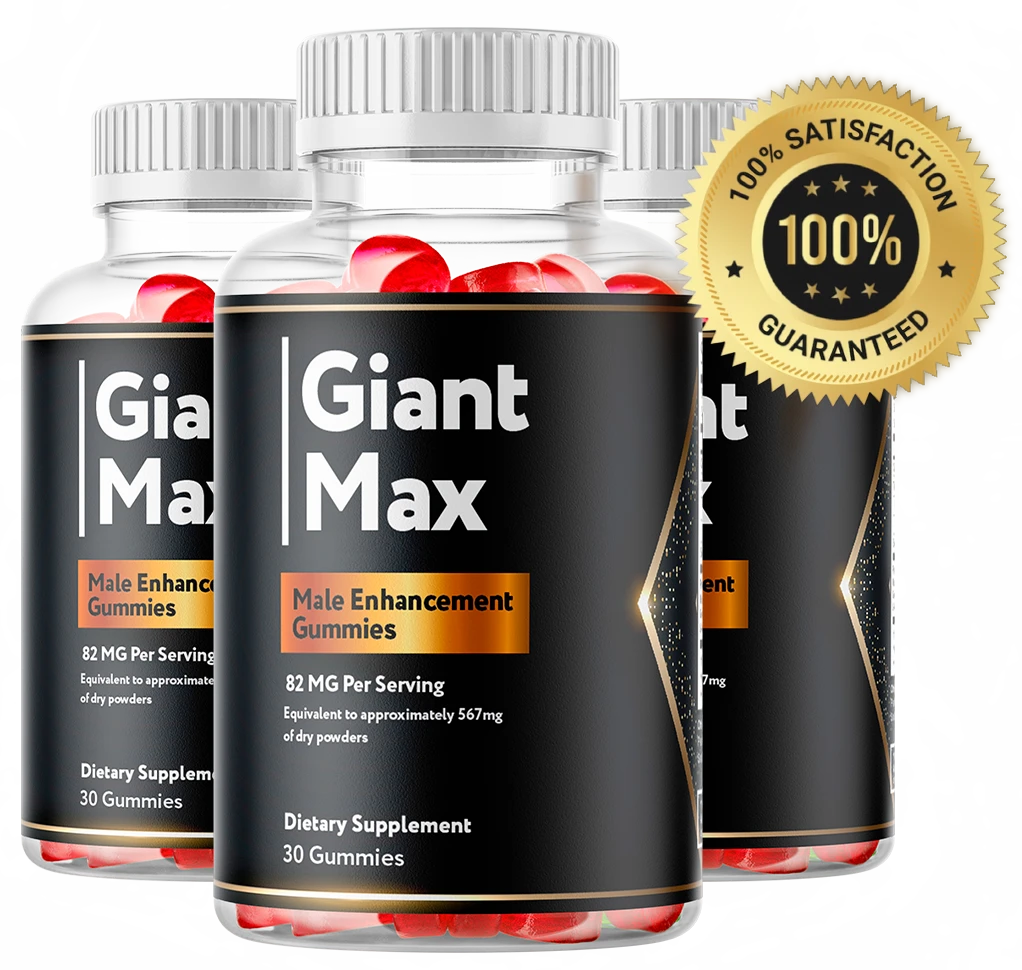 Giant Max single premium bottle with 60-day satisfaction guarantee seal — FDA-registered GMP-certified natural male supplement